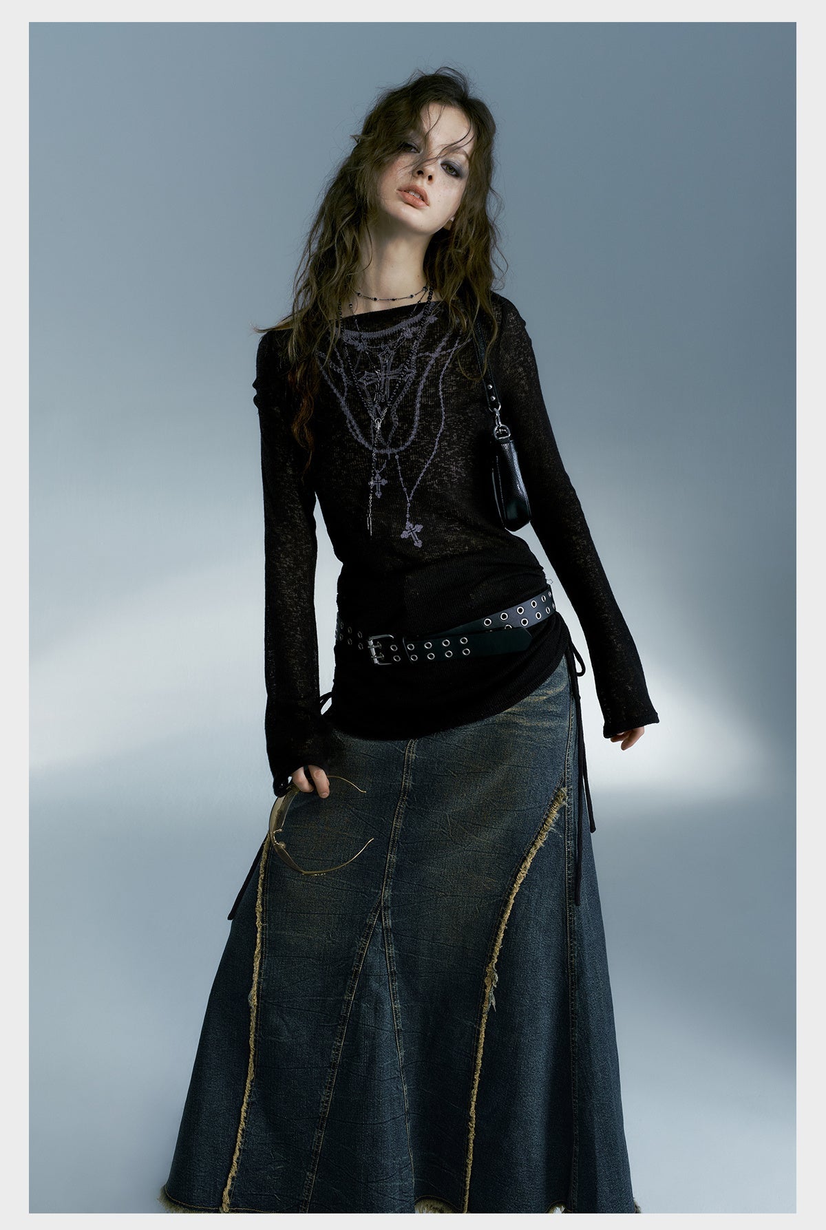Long Denim Festival Skirt