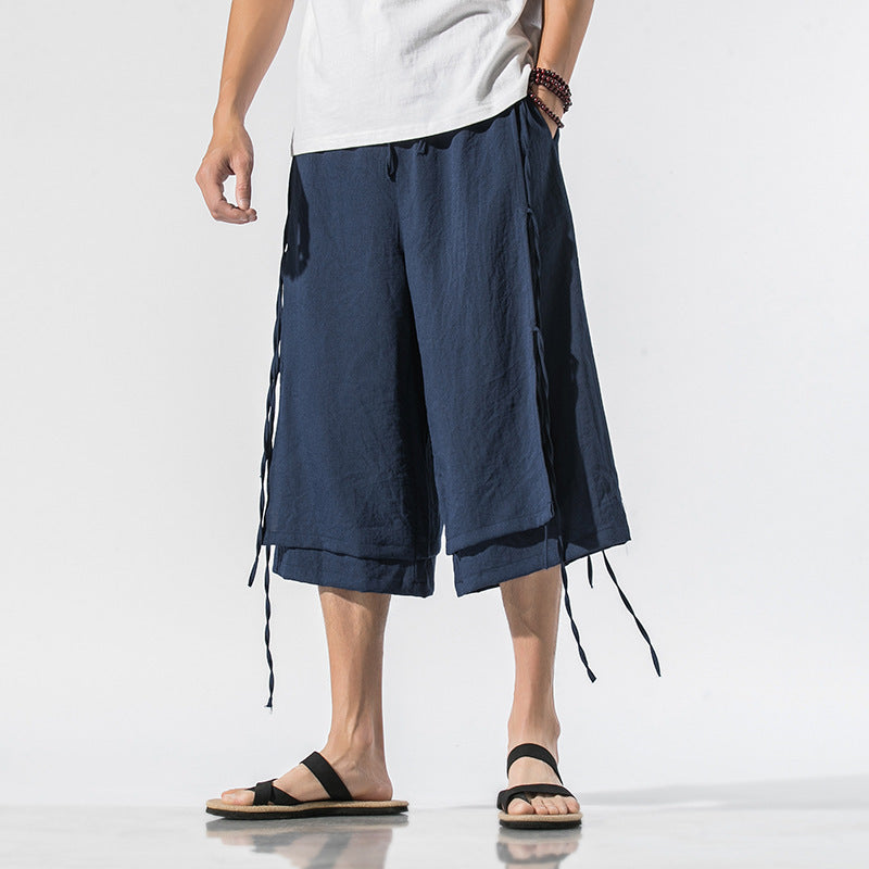 Linen-Blend Flared Pants