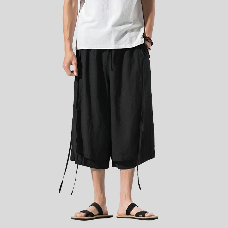 Linen-Blend Flared Pants