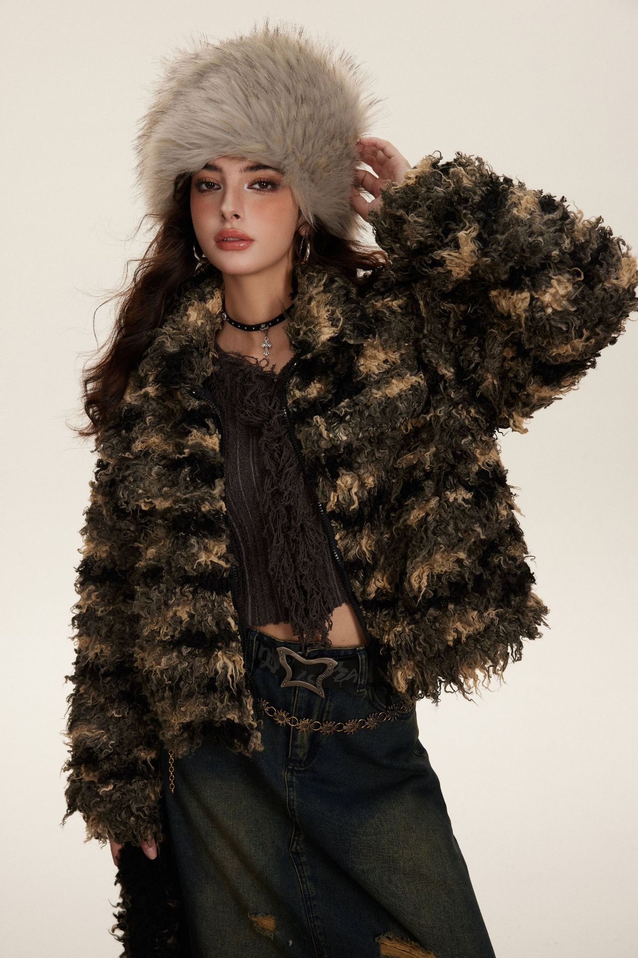 AMM Short Patchwork Fur Coat - festival fashion | Nomadic Enigma