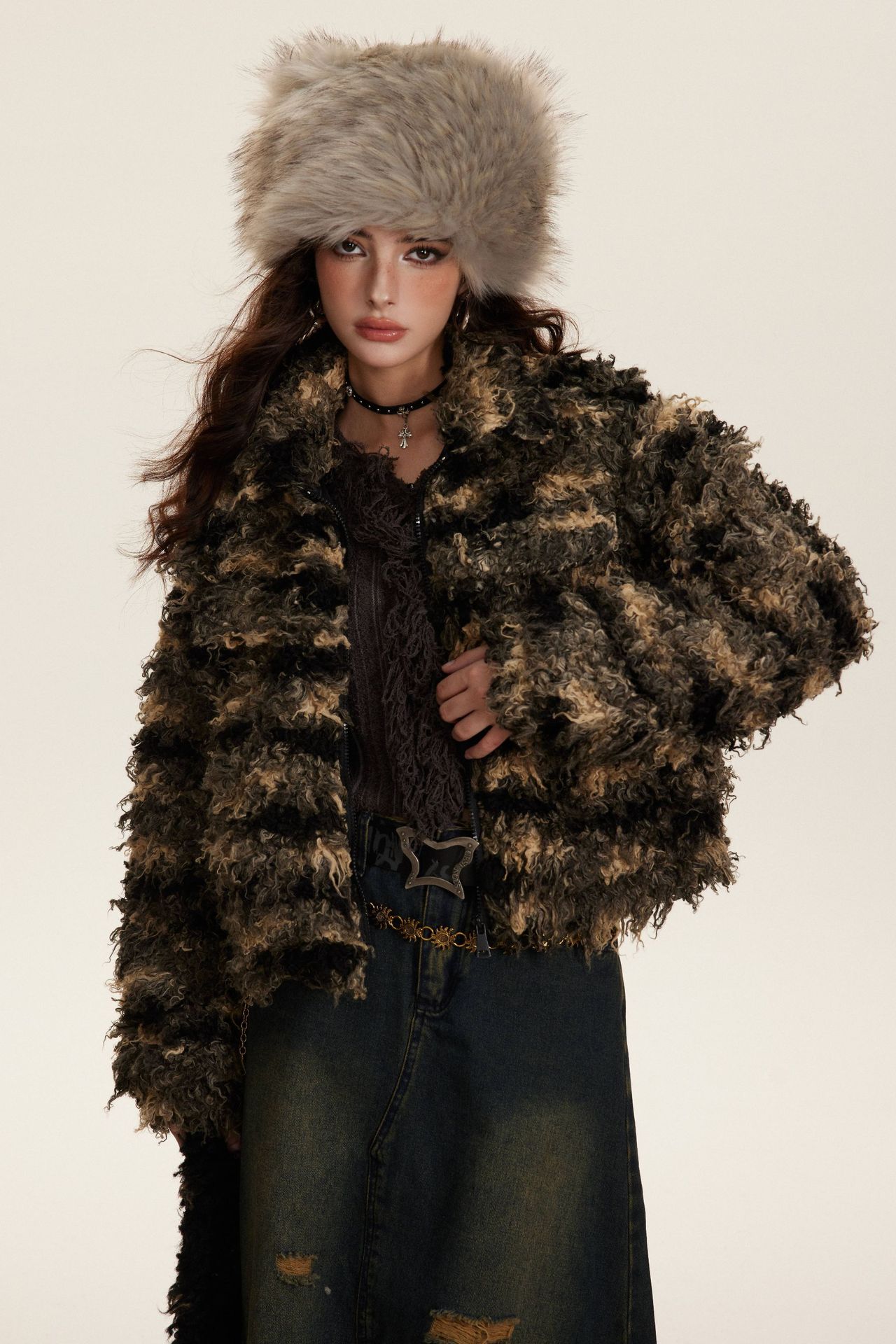 AMM Short Patchwork Fur Coat - festival fashion | Nomadic Enigma