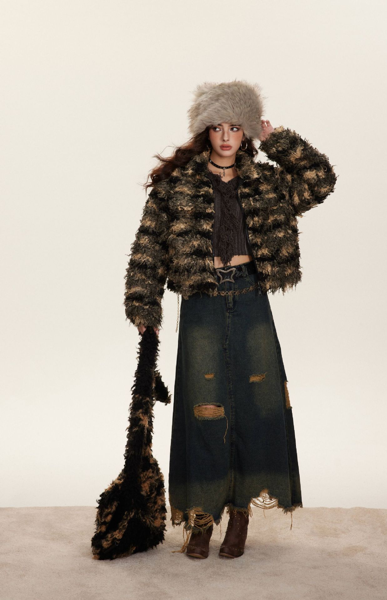 AMM Short Patchwork Fur Coat - festival fashion | Nomadic Enigma