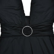 Tiered Black Open-Back Dress