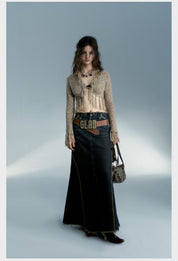 Long Denim Festival Skirt