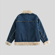 JON Denim Coat with Fur