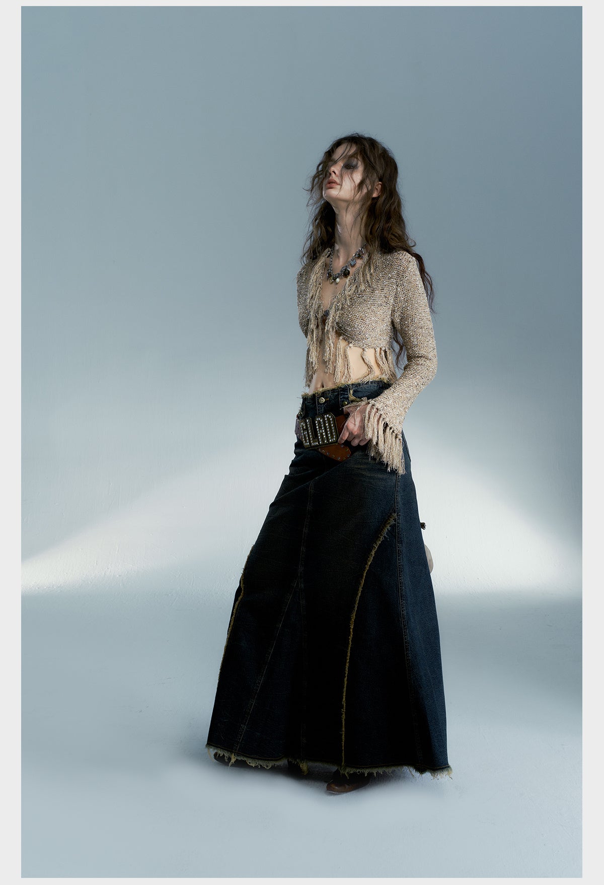 Long Denim Festival Skirt