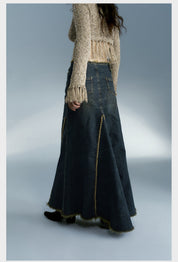 Long Denim Festival Skirt