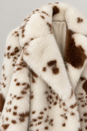 Long Cow Print Faux Fur Coat