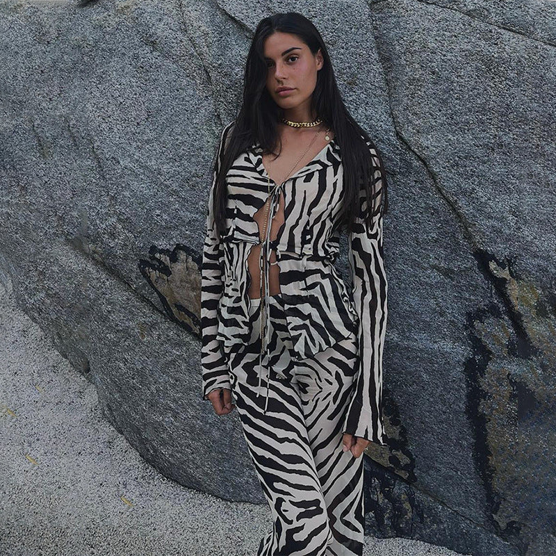 Zebra Print Pants & Shirt Festival Set
