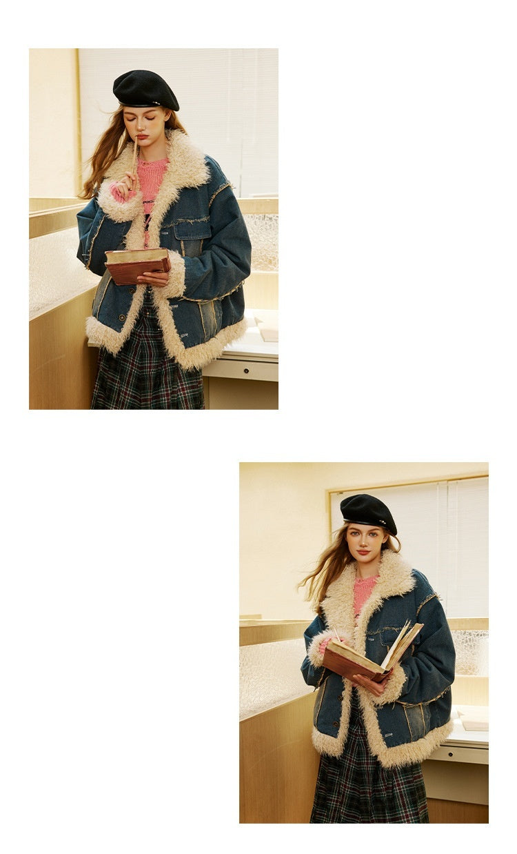 JON Denim Coat with Fur