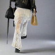 AN Lace-Overlay Flare Pants - festival fashion | Nomadic Enigma