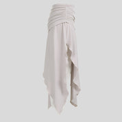 Gray Flowing Festival Midi Skirt