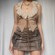 Rustic Lace Tie Blouse