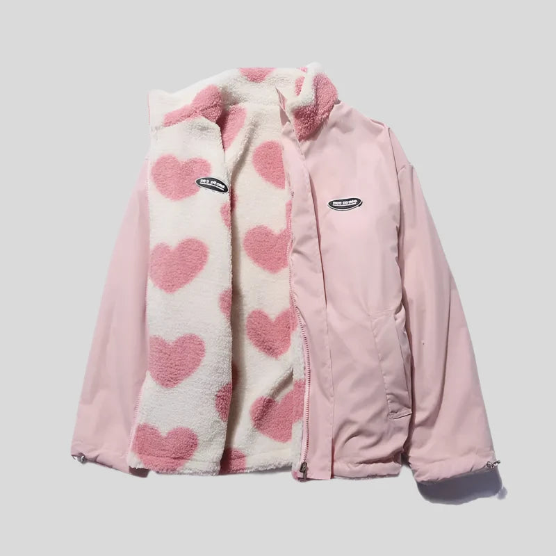 LOVE Multicolor Heart Fur Coat