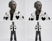 White Heart Faux Fur Coat