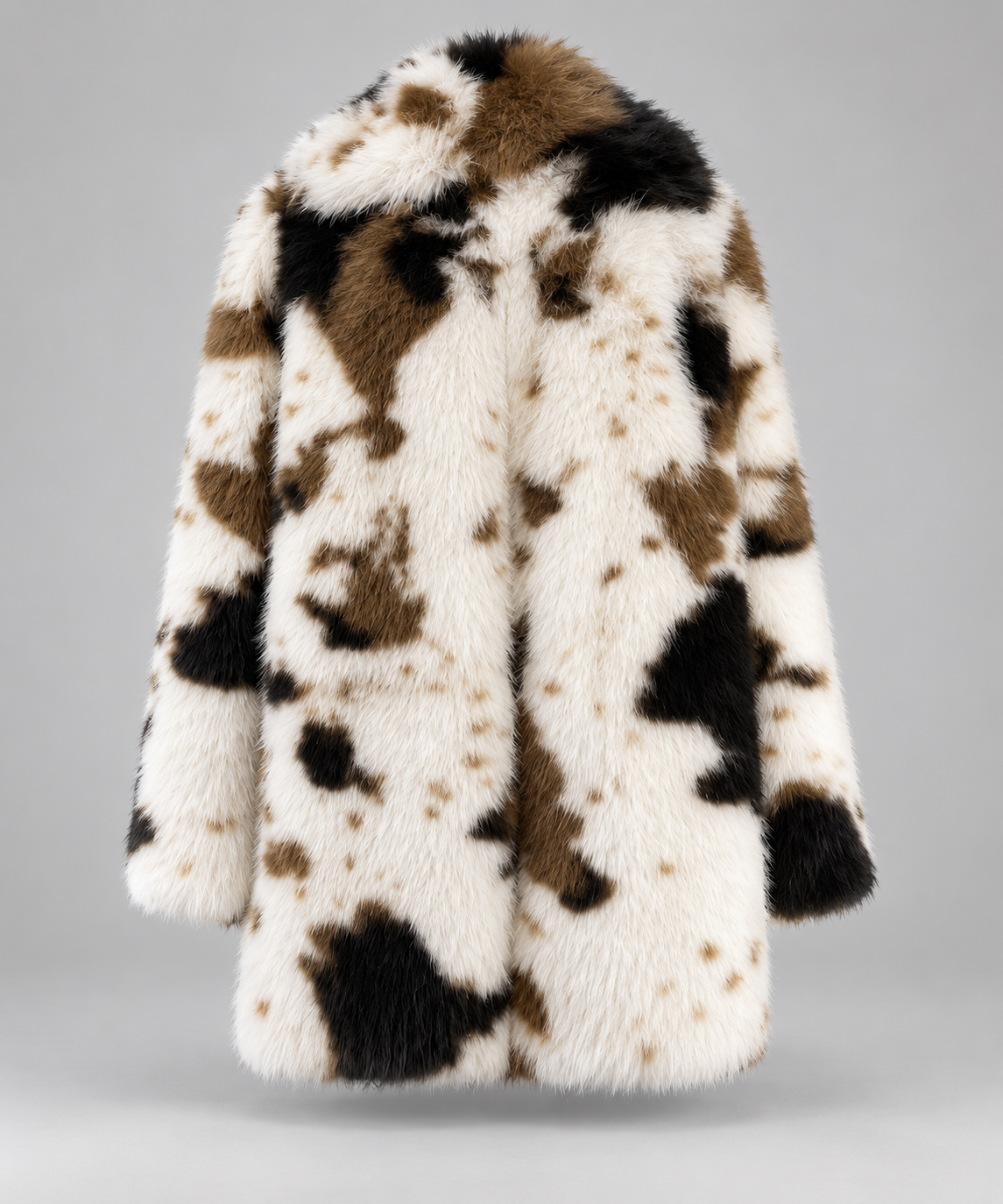Cow Print Faux Fur Coat