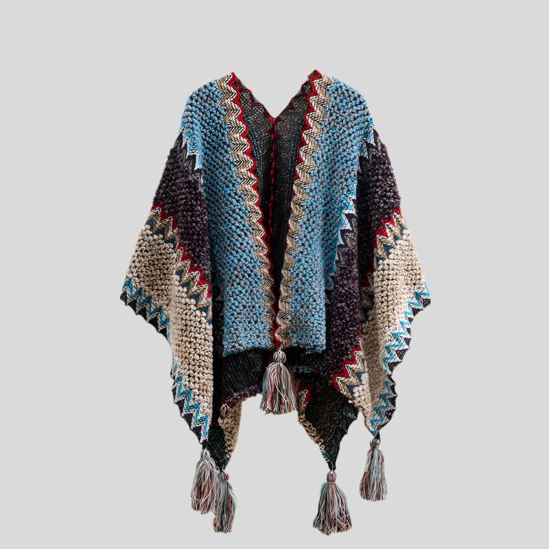 CON Hand-Knit Wool Poncho