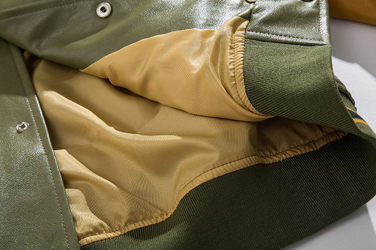 American-Style Leather Baseball Coat - festival fashion | Nomadic Enigma