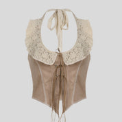Rustic Lace Tie Blouse