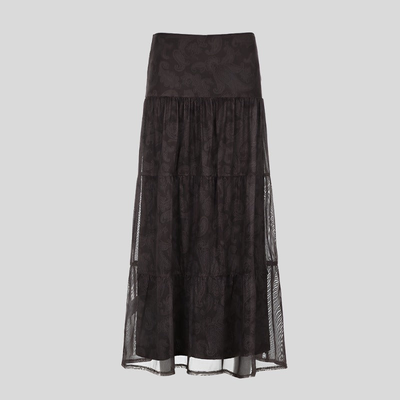 Brown Lace Festival Maxi Skirt