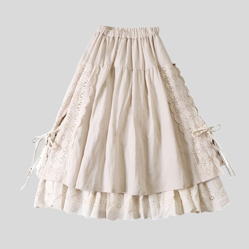 Medieval-Style White Maxi Skirt - festival fashion | Nomadic Enigma