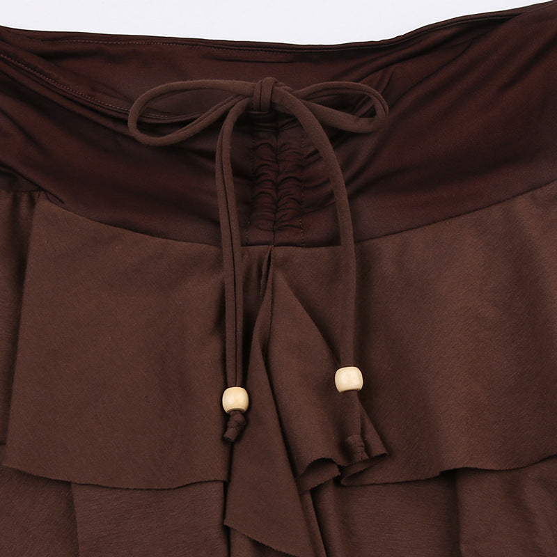 An Brown Beaded Cotton Skirt - festival fashion | Nomadic Enigma