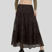 Brown Lace Festival Maxi Skirt