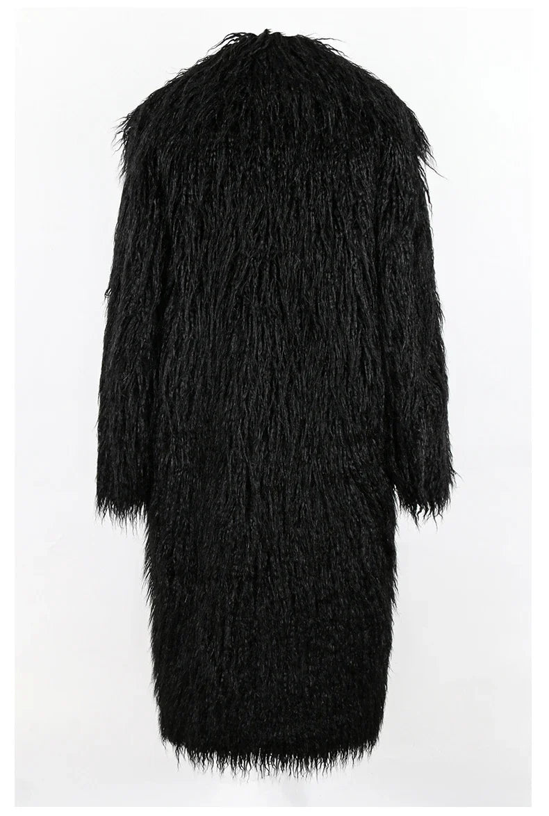 Bright Pink Shaggy Faux Fur Coat