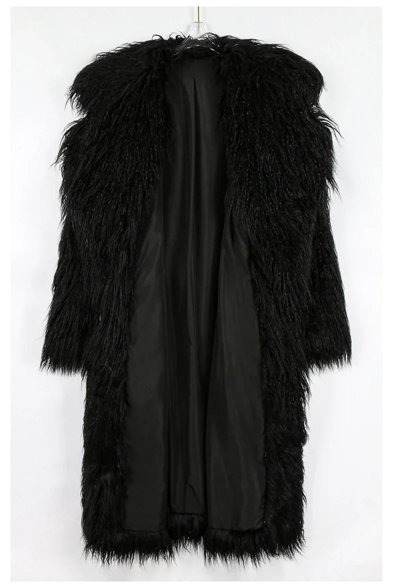 Bright Pink Shaggy Faux Fur Coat