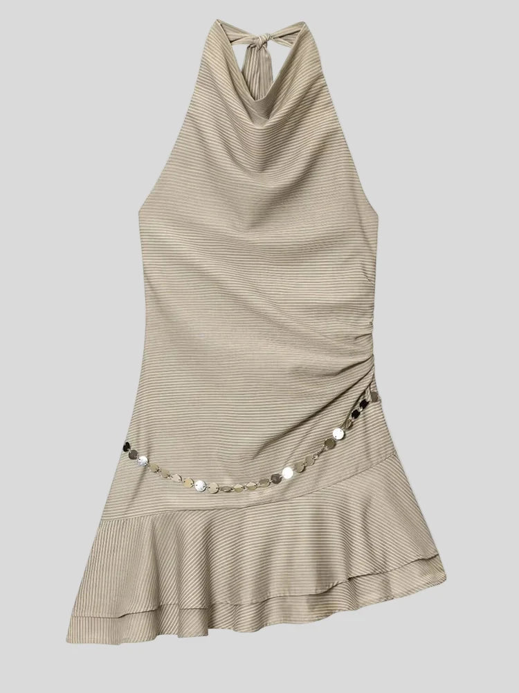 Fringed Mini Dress with Chain
