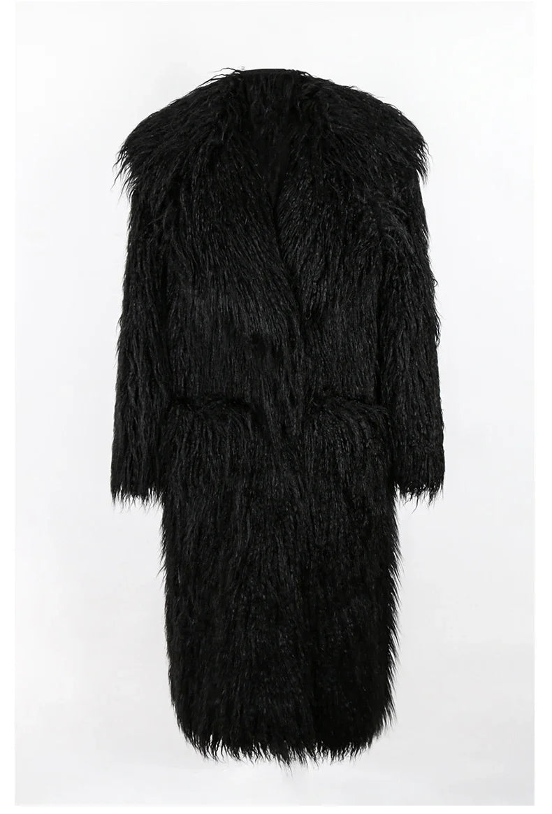 Bright Pink Shaggy Faux Fur Coat