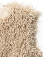 Faux Fur Vest with Lace-Up Detail