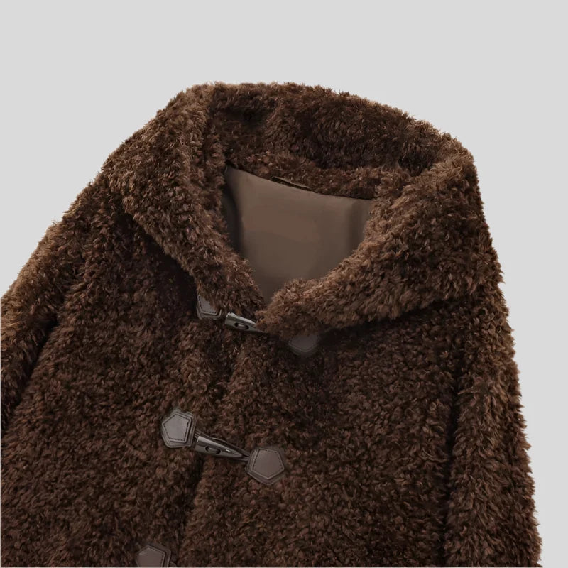 YI Warm Brown Fur Coat with Buckle