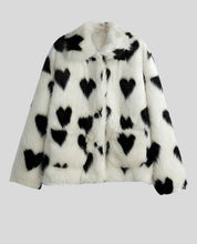 White Heart Faux Fur Coat
