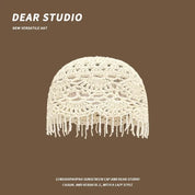 Knitted fringe hat