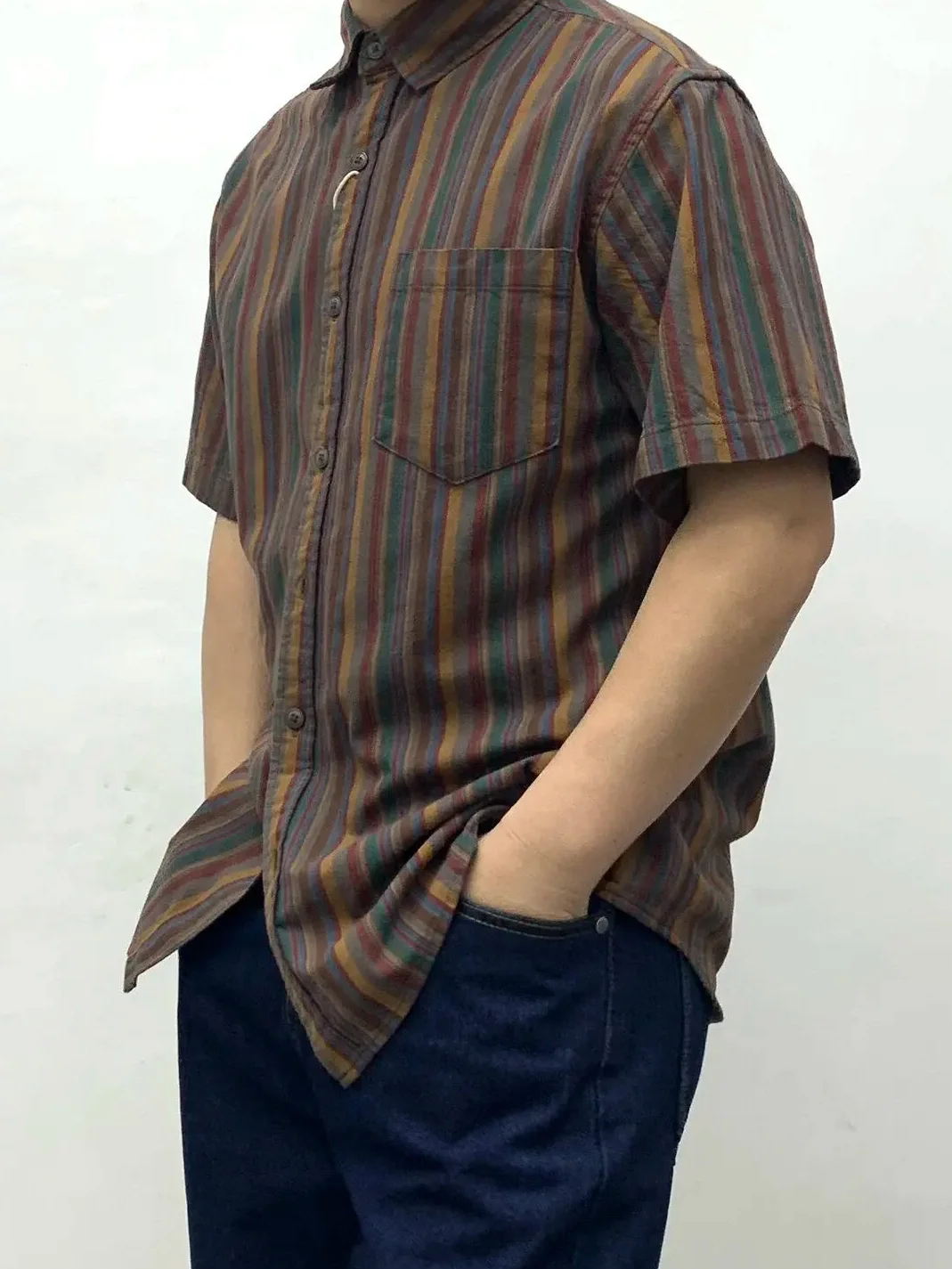 Striped Cotton Short Sleeve Shirt