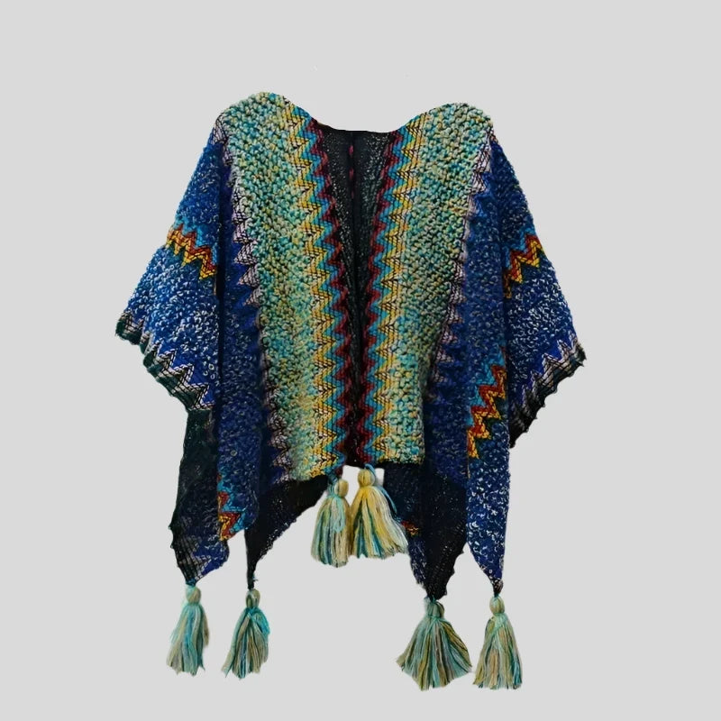 CON Hand-Knit Wool Poncho