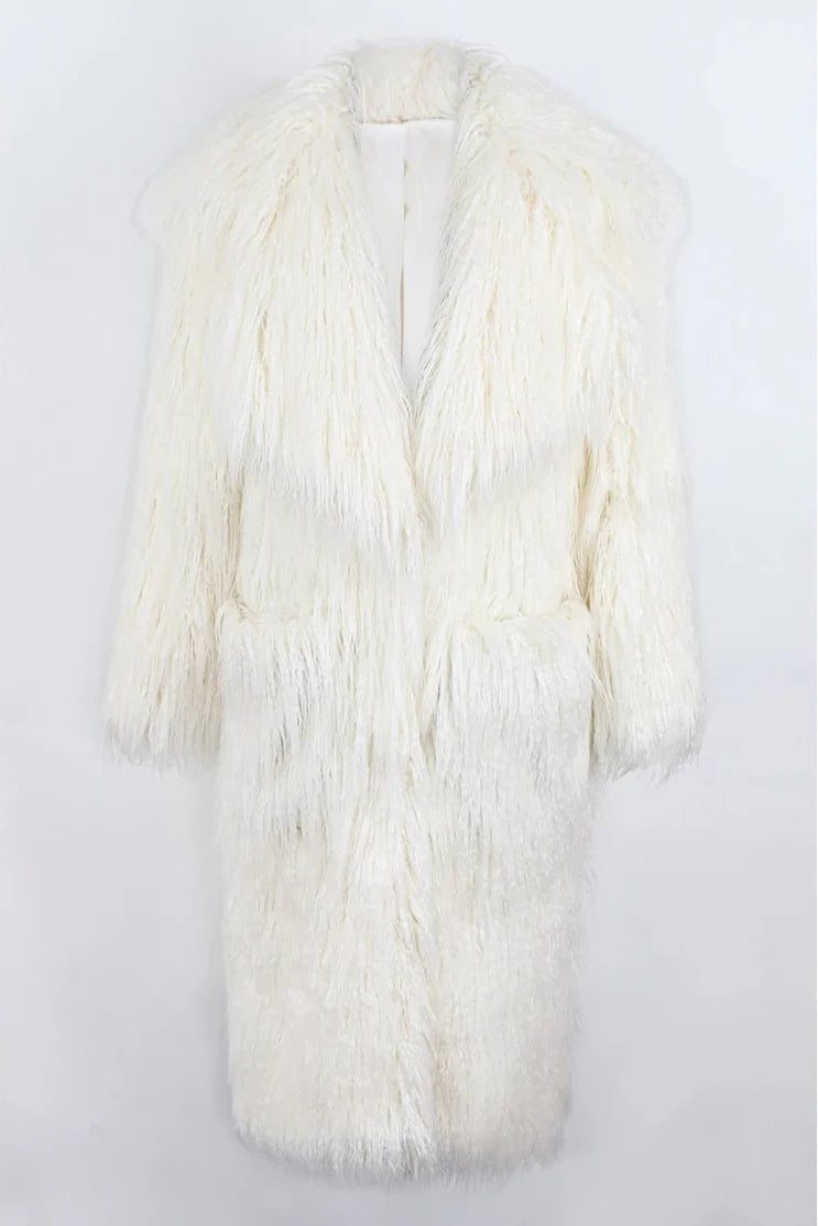 Bright Pink Shaggy Faux Fur Coat