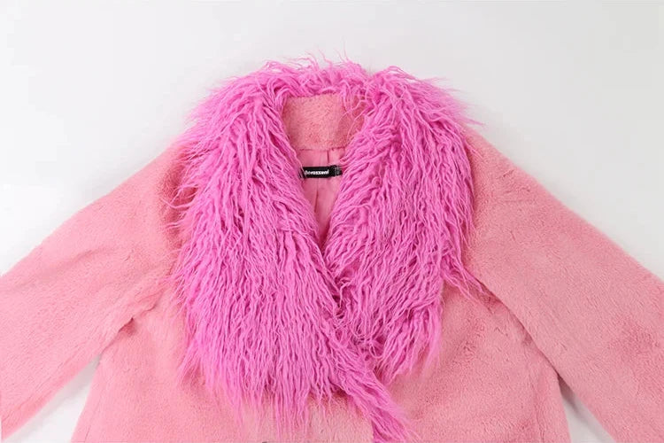 Pink Faux Fur Coat