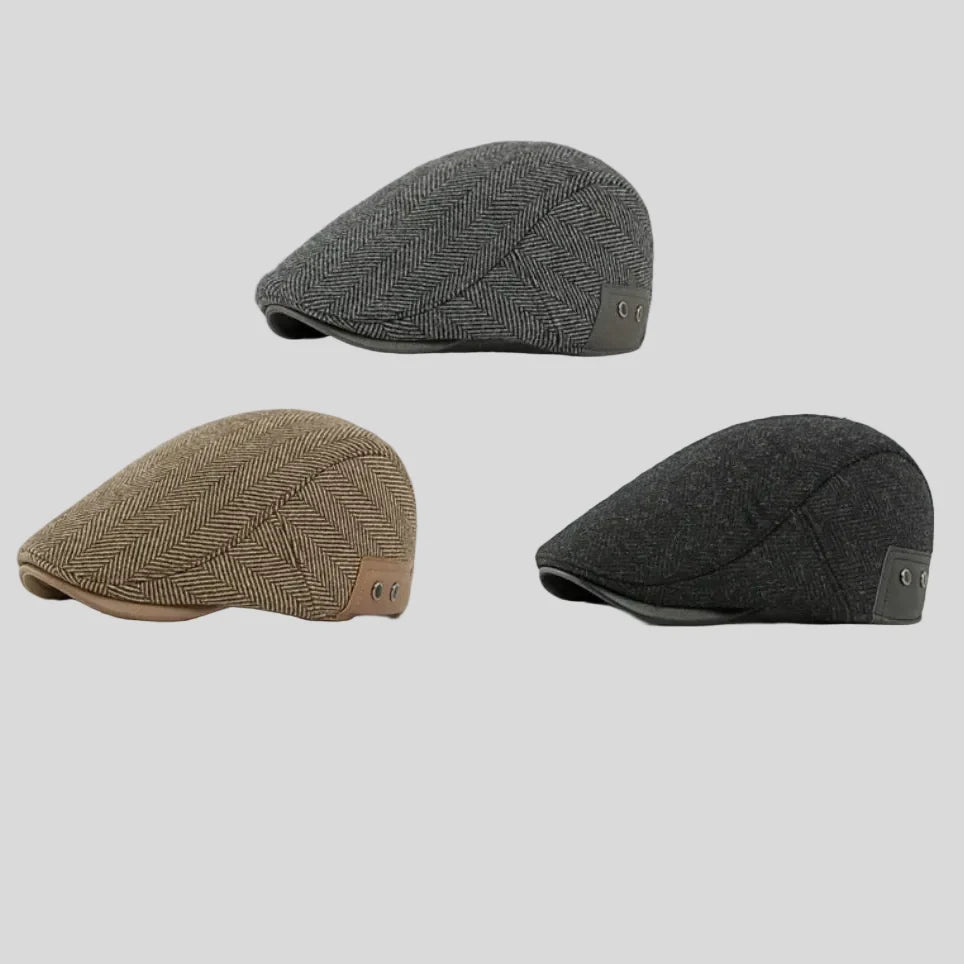 Striped Beret Hat with Ear Flaps