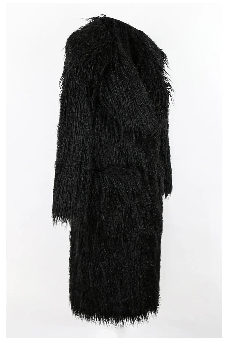 Bright Pink Shaggy Faux Fur Coat