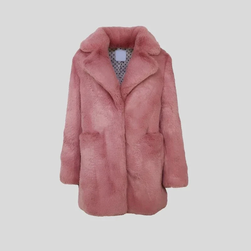 ANAEL Pink Long Fur Coat - festival fashion | Nomadic Enigma