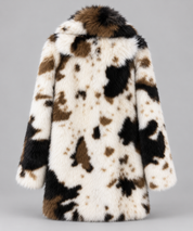 Cow Print Faux Fur Coat