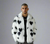 White Heart Faux Fur Coat