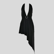 Tiered Black Open-Back Dress
