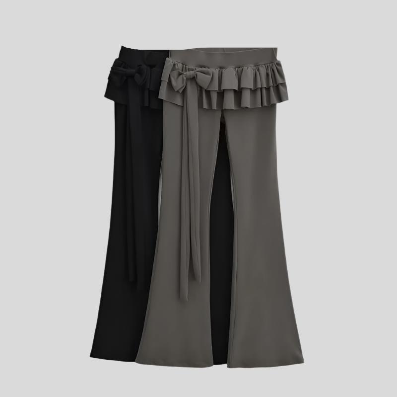 Tie-Flounce Flare Pants