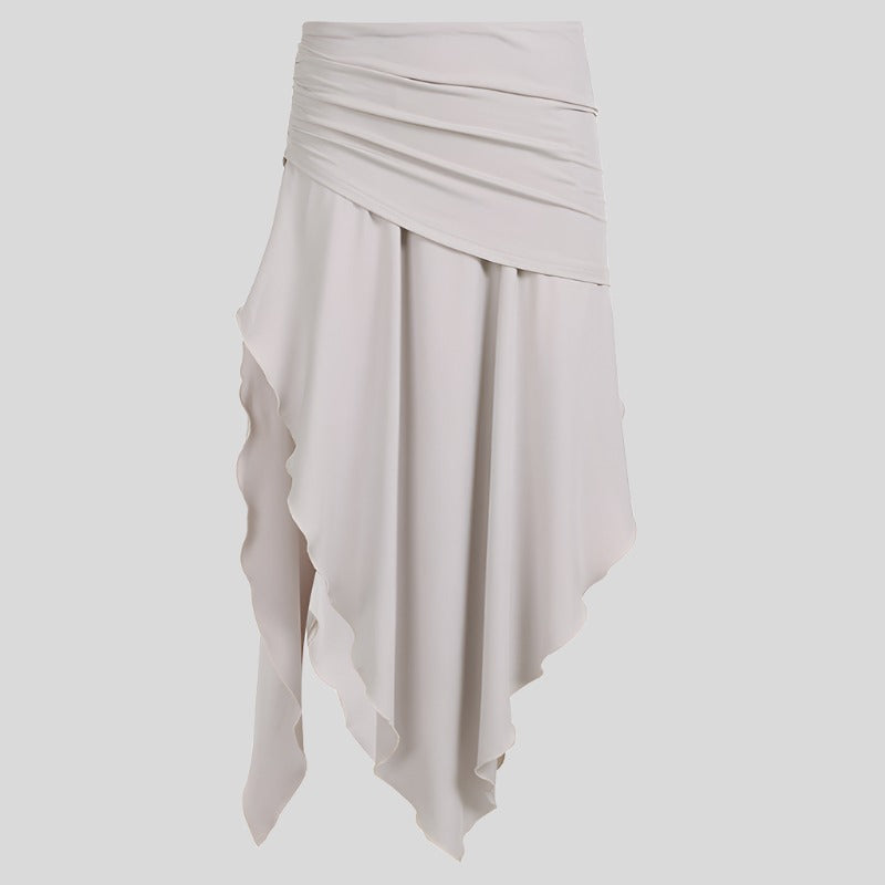 Gray Flowing Festival Midi Skirt