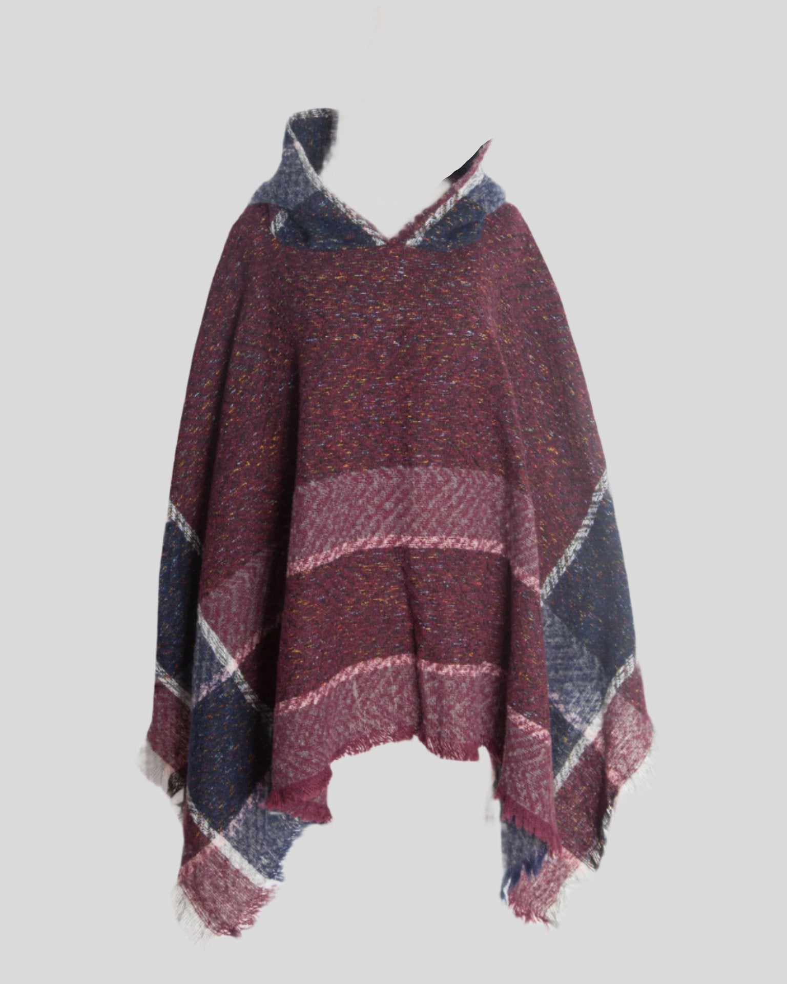 H Multi-Color Hooded Poncho