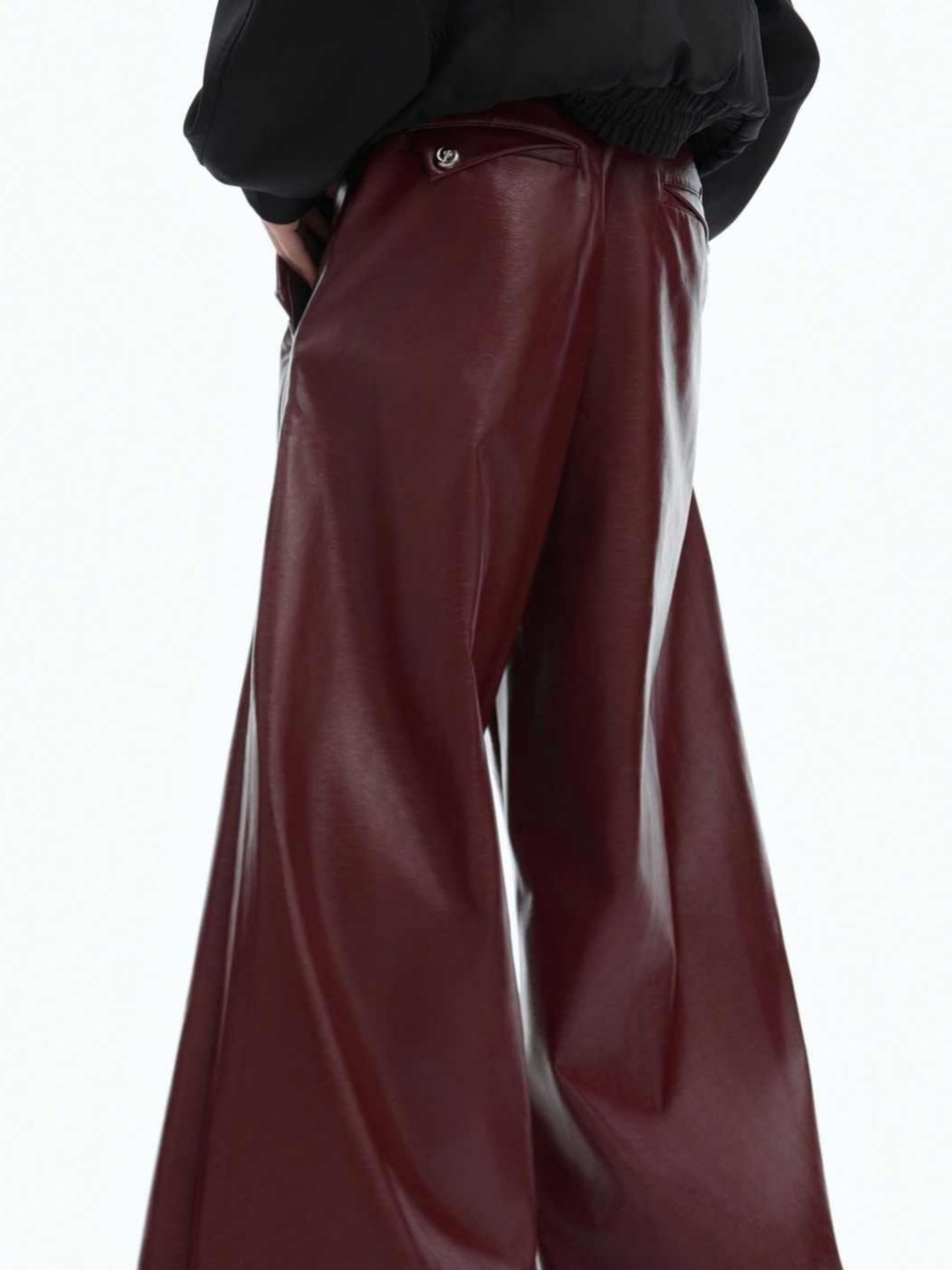 Bordeaux Leather Flare Pants