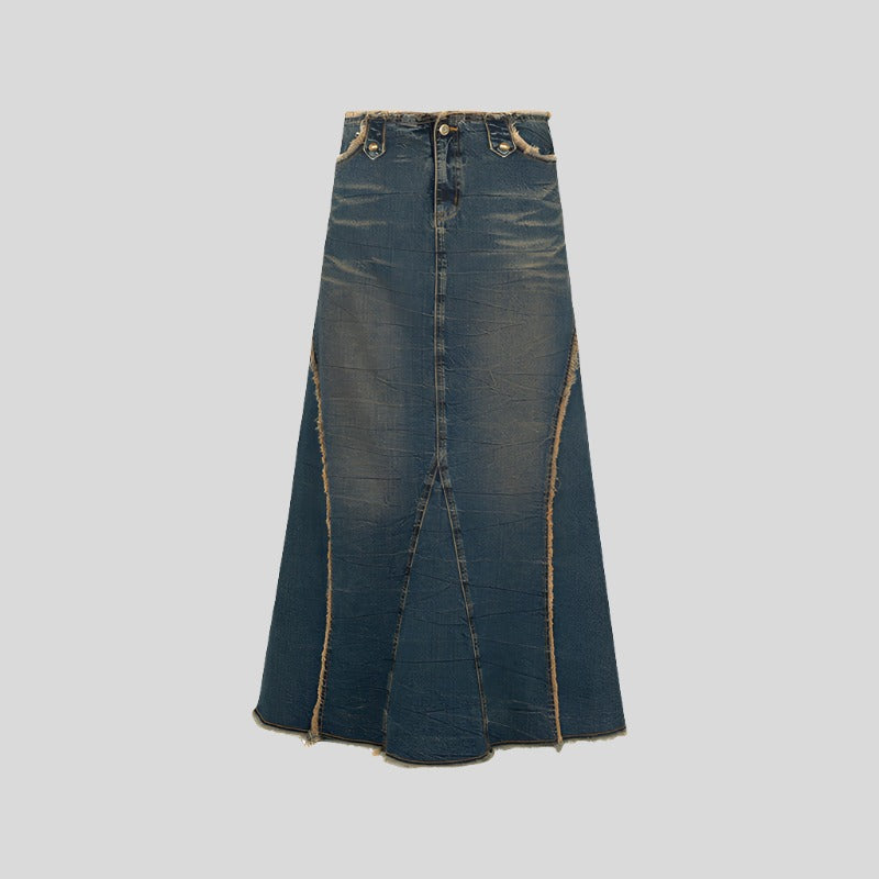 Long Denim Festival Skirt